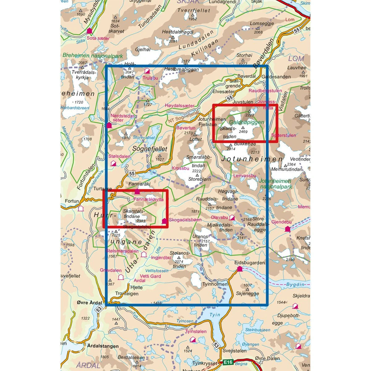 Turkart Jotunheimen West Wanderkarte