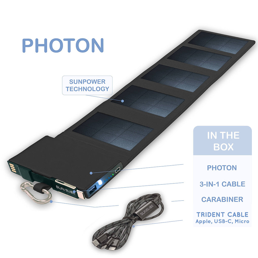SunSlice PHOTON – Ultrakompakte 4W Solar-Powerbank mit 4.000 mAh Akku Black