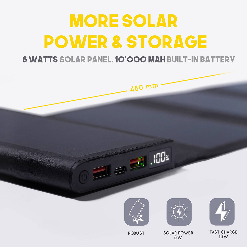 SunSlice Electron 8W - 10'000 mAh Solar Powerbank Black