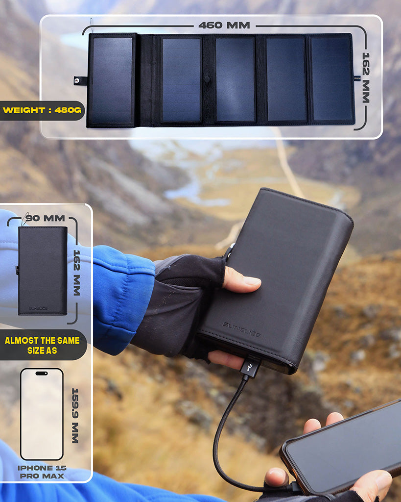 SunSlice Electron 8W - 10'000 mAh Solar Powerbank Black