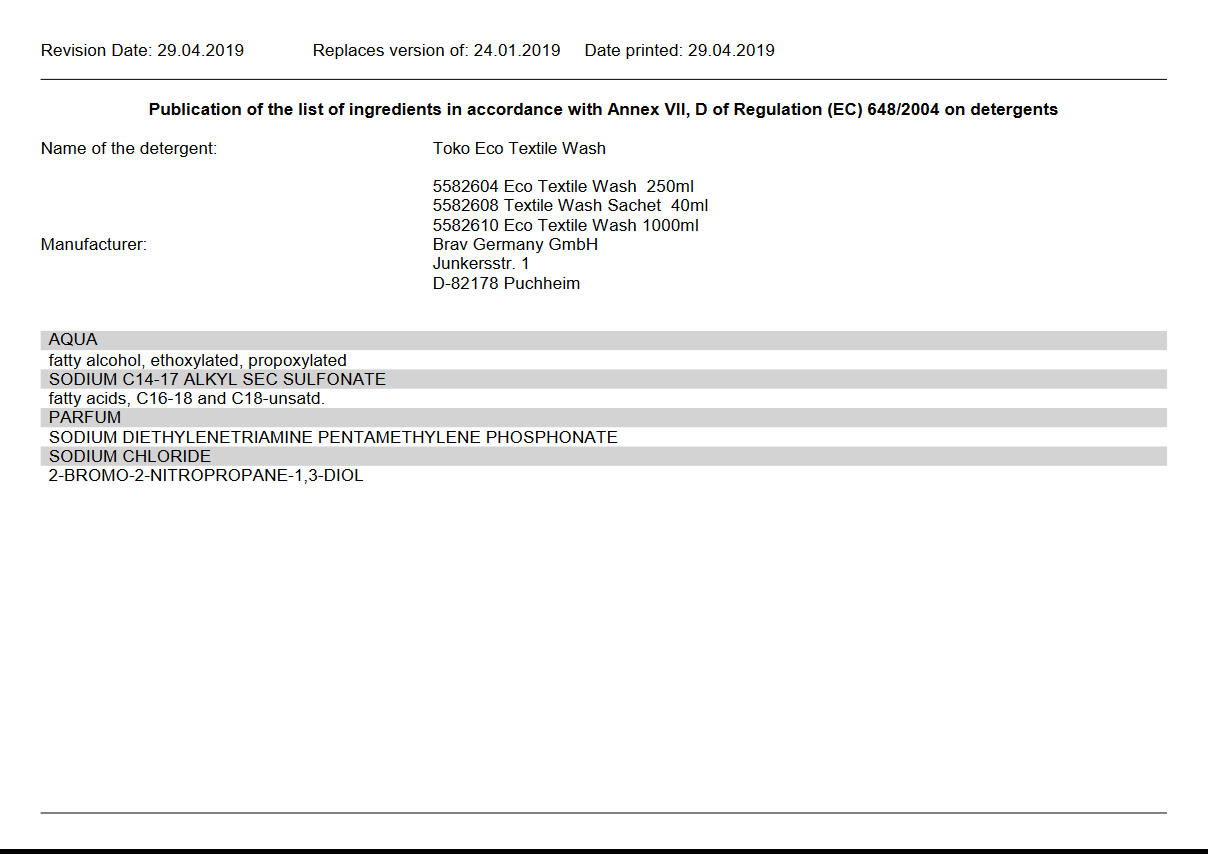 Toko Eco Textile Wash 1Liter