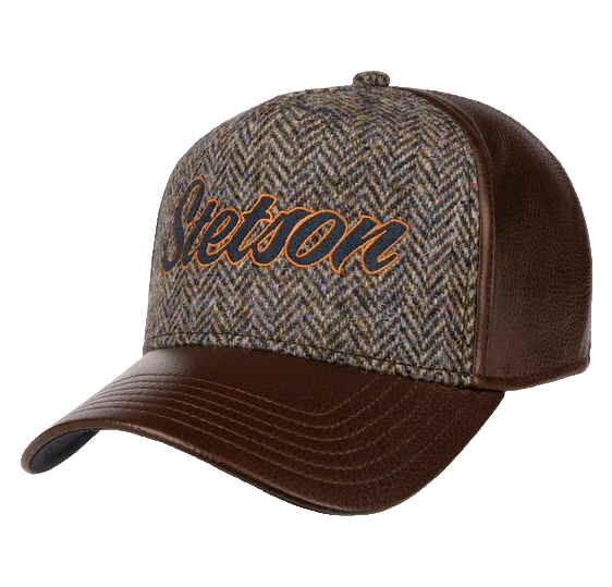 Stetson Harris Tweed Leather Cap