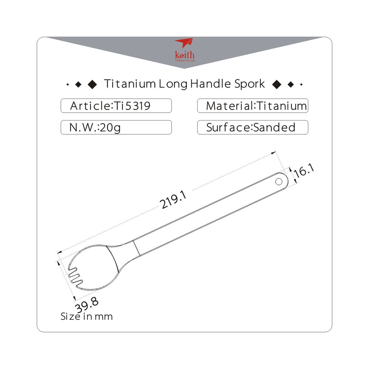 Keith Titanium Long Handle Spork