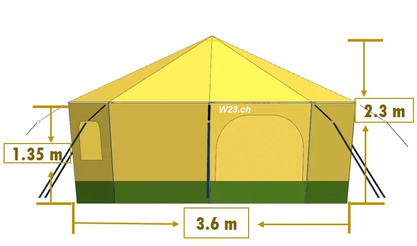 W23© Zelt 004 – Kompakte Jurte aus robustem Baumwollmischgewebe Black