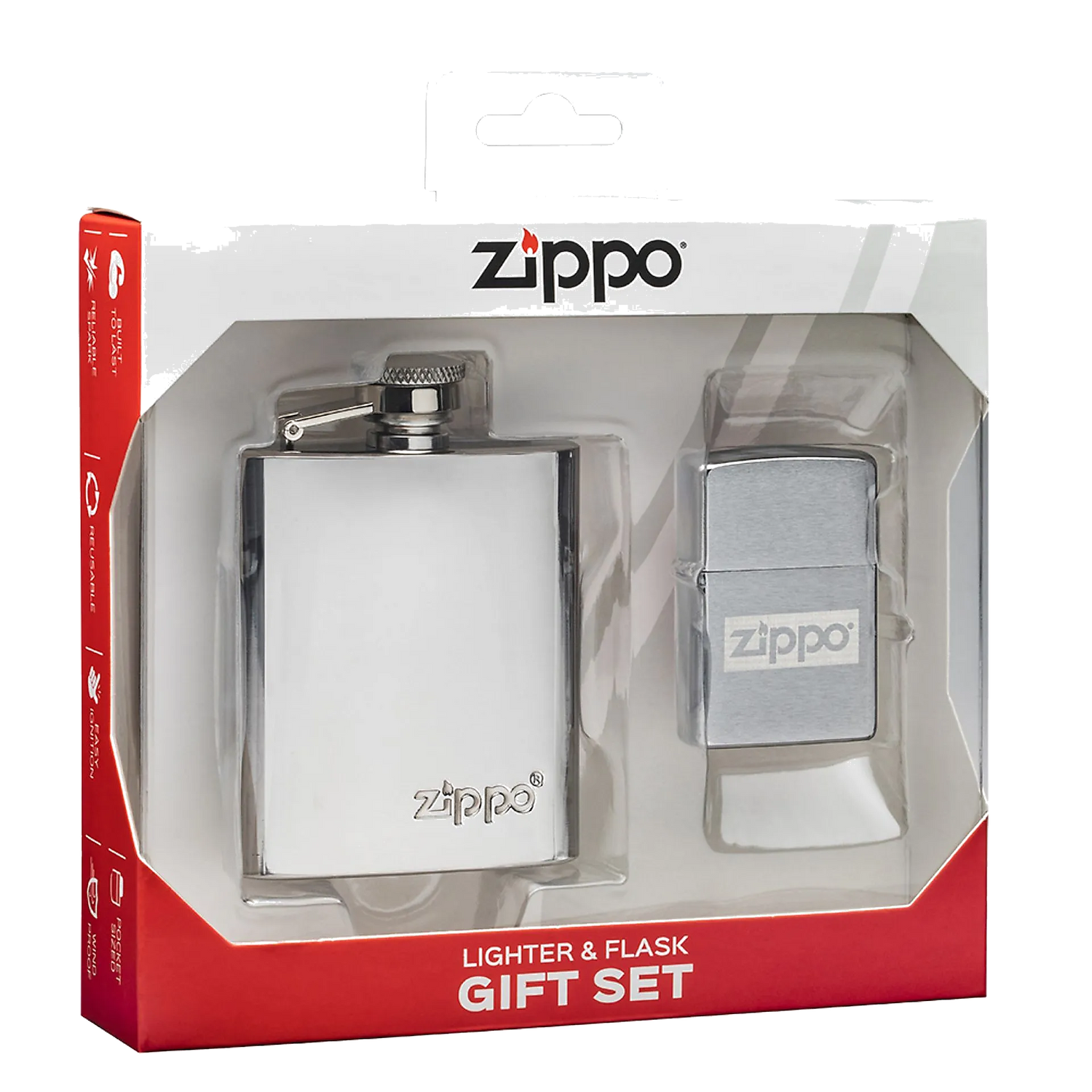 Zippo Benzinfeuerzeug und Flachmann