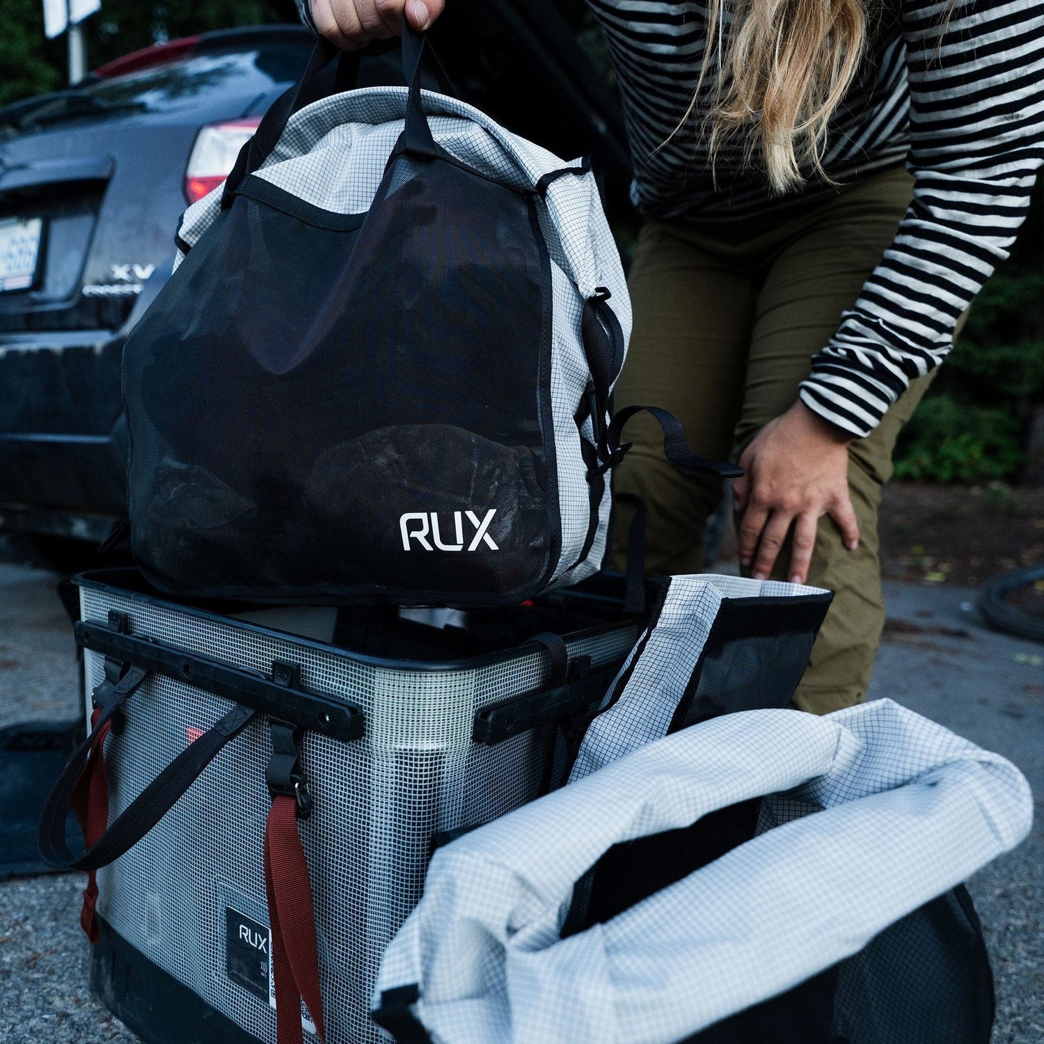RUX Packing Bag 20L Mesh White with Black Grid