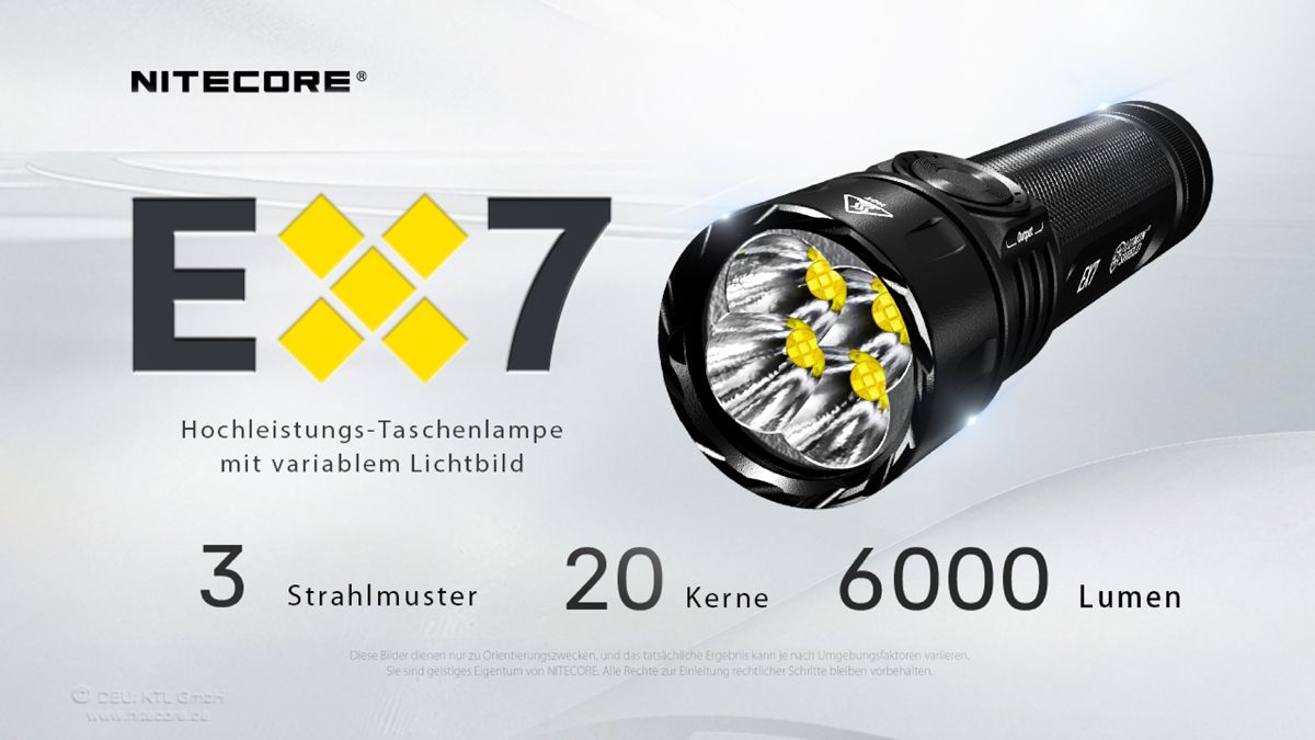 Nitecore EX7 leistungsstarke Taschenlampe mit bis zu 6000 Lumen