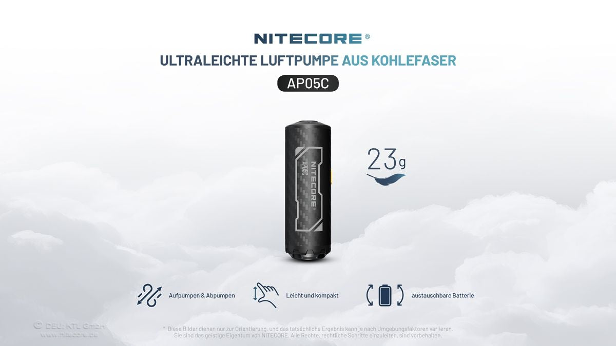 Nitecore AP05C Ultraleichte Mini-Luftpumpe aus Carbon