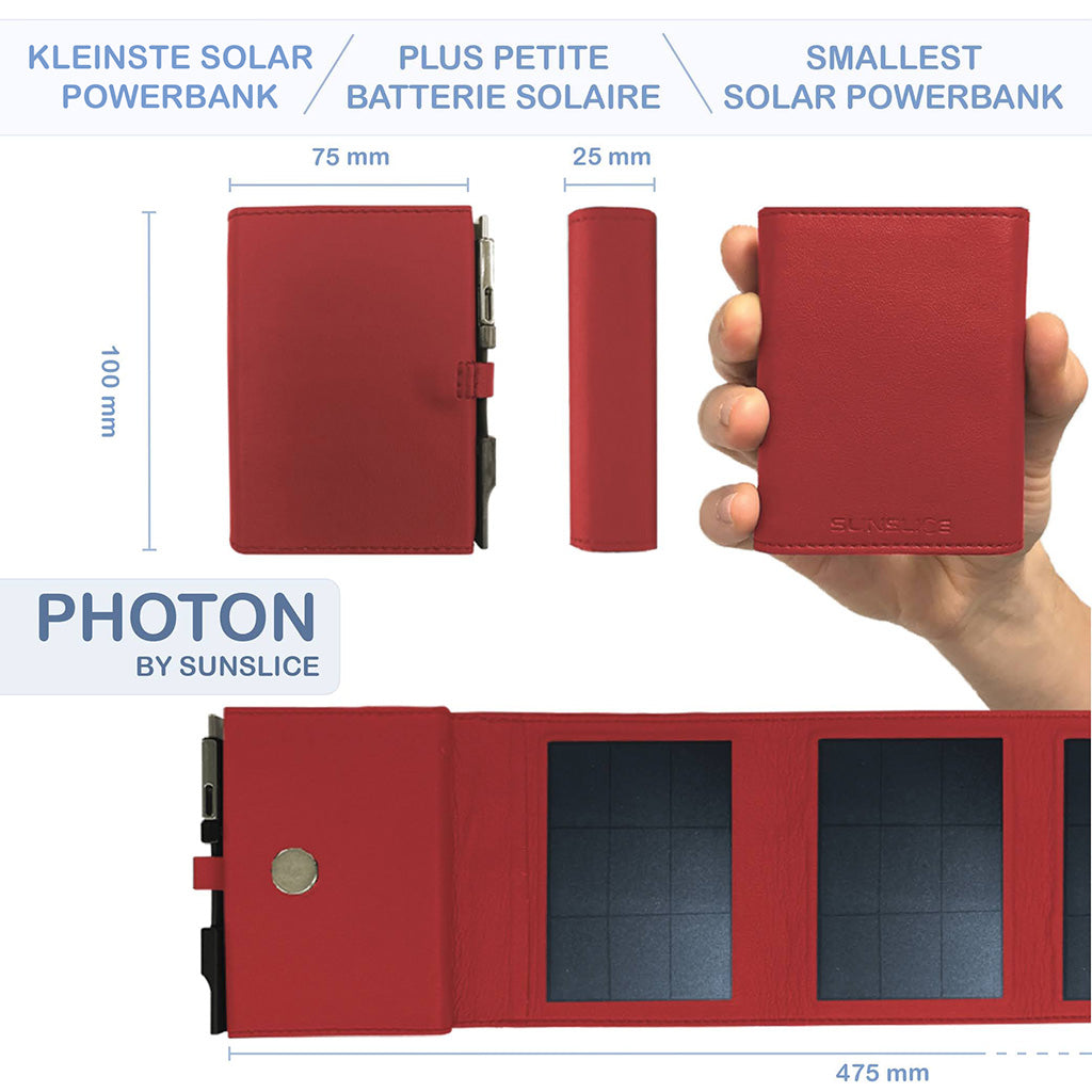 SunSlice Photon 4W - 4'000 mAh Solar Powerbank Red