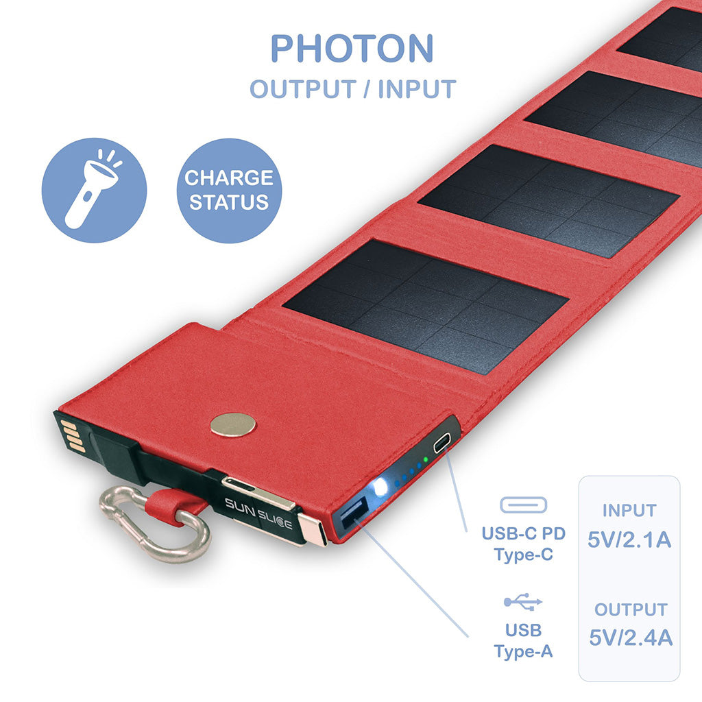 SunSlice Photon 4W - 4'000 mAh Solar Powerbank Red