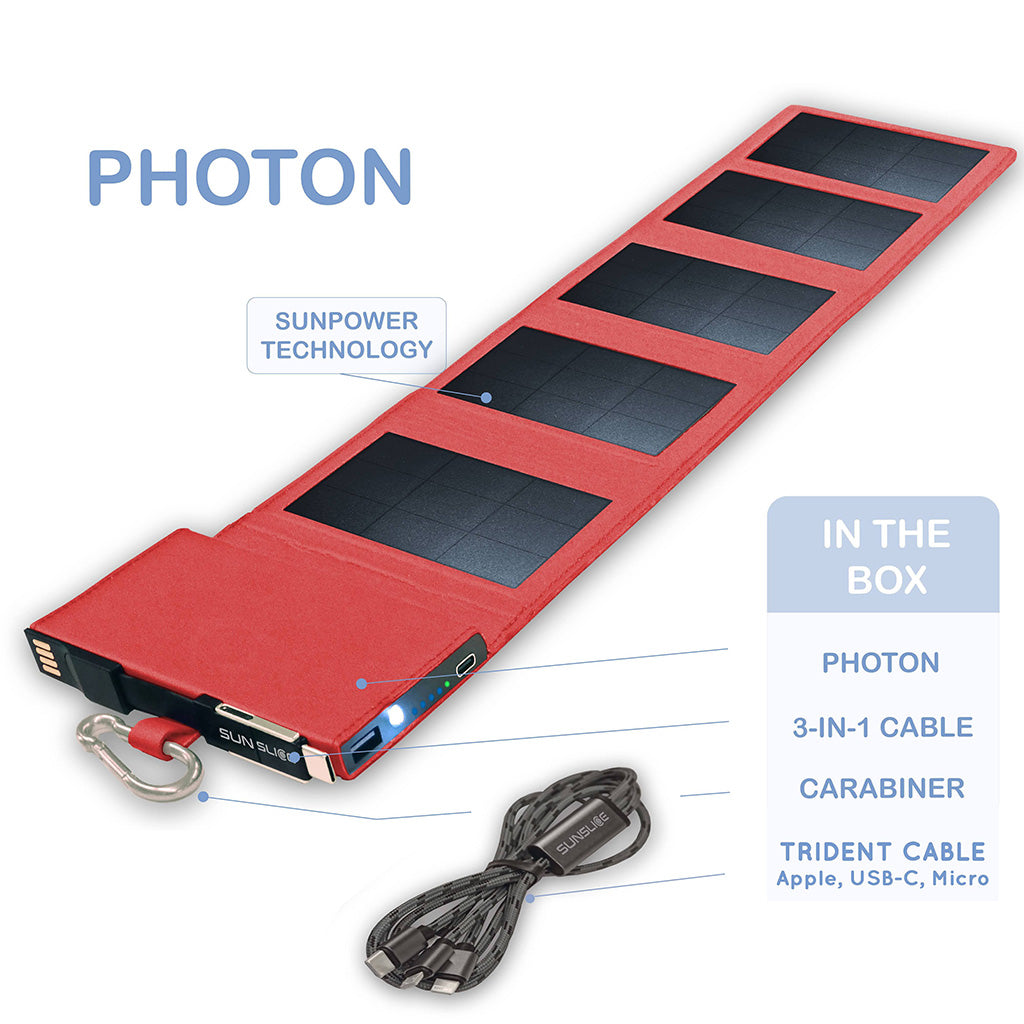 SunSlice Photon 4W - 4'000 mAh Solar Powerbank Red