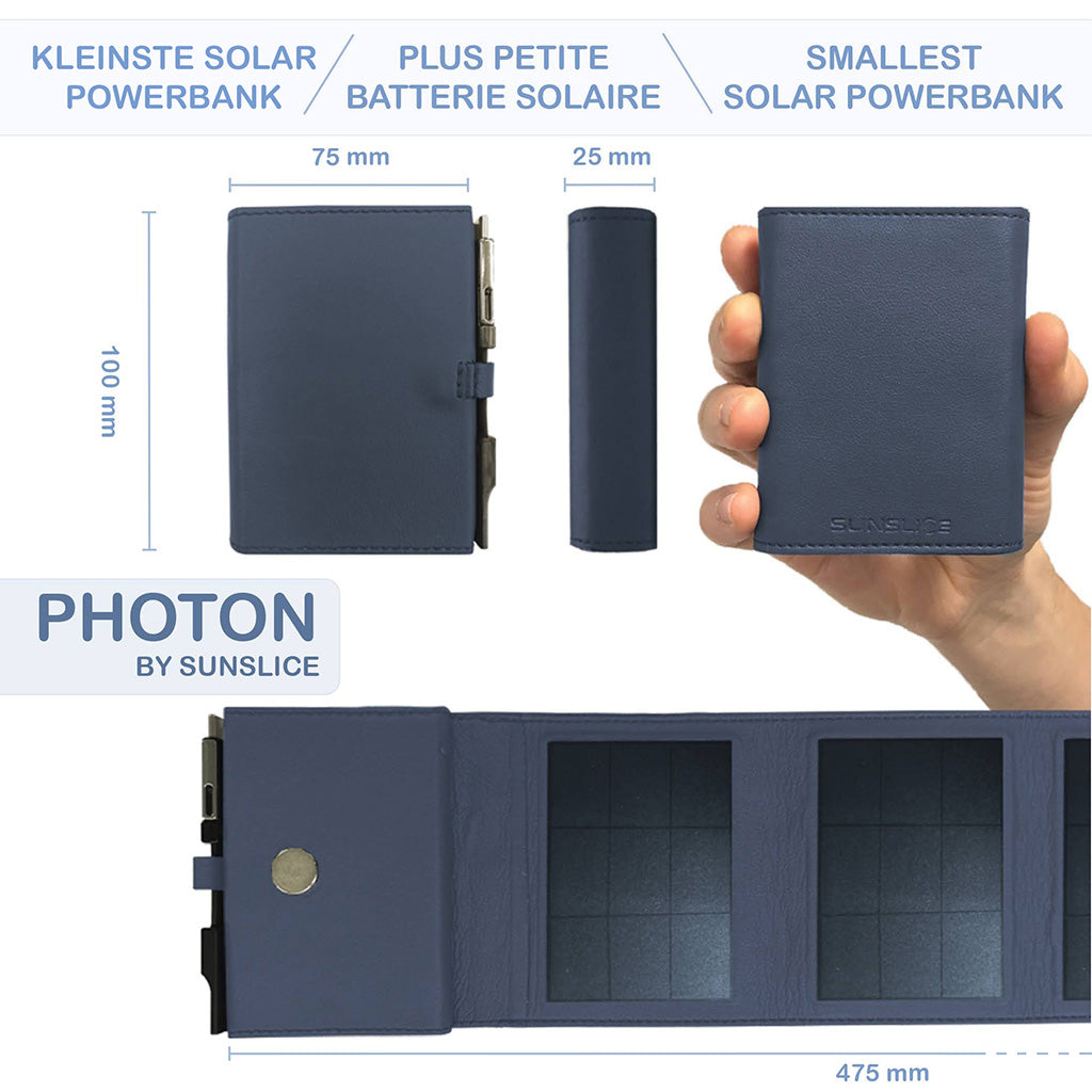 SunSlice Photon 4W - 4'000 mAh Solar Powerbank Blue