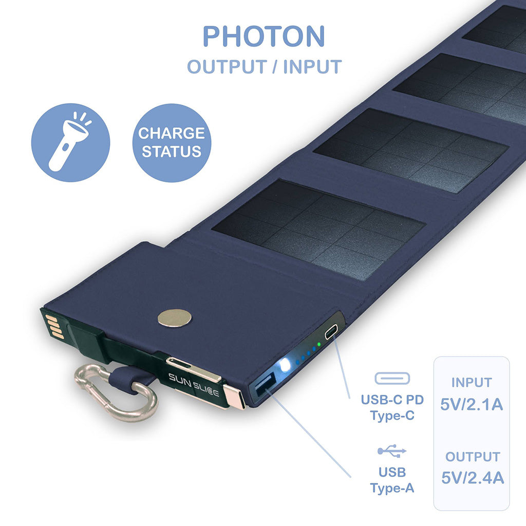 SunSlice Photon 4W - 4'000 mAh Solar Powerbank Blue