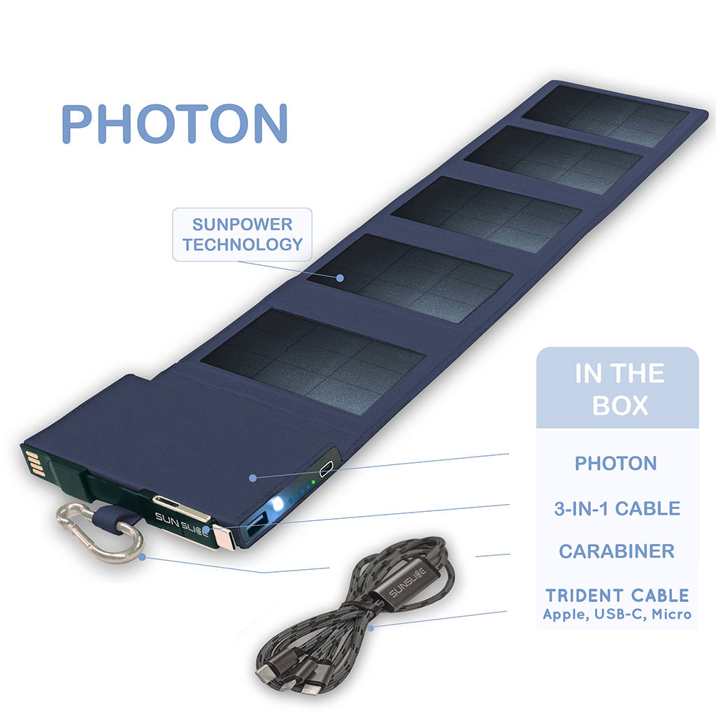SunSlice Photon 4W - 4'000 mAh Solar Powerbank Blue