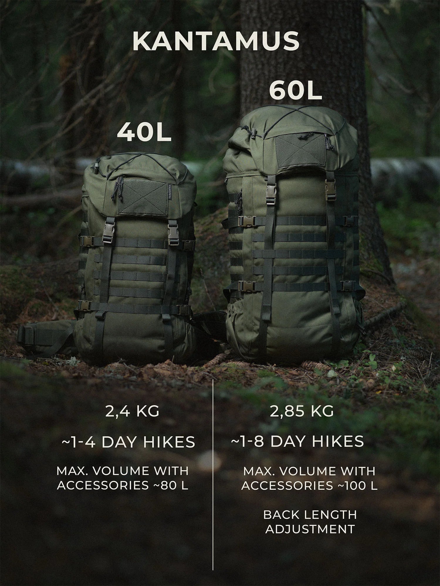 Savotta Kantamus 60L – Mehrtages-Rucksack mit Aluminiumrahmen