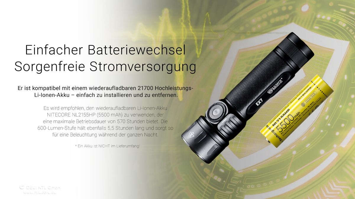 Nitecore EX7 leistungsstarke Taschenlampe mit bis zu 6000 Lumen